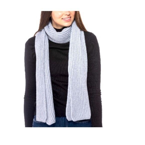 New Style & Co Solid Ribbed Muffler Scarf metallic grey - Picture 1 of 6
